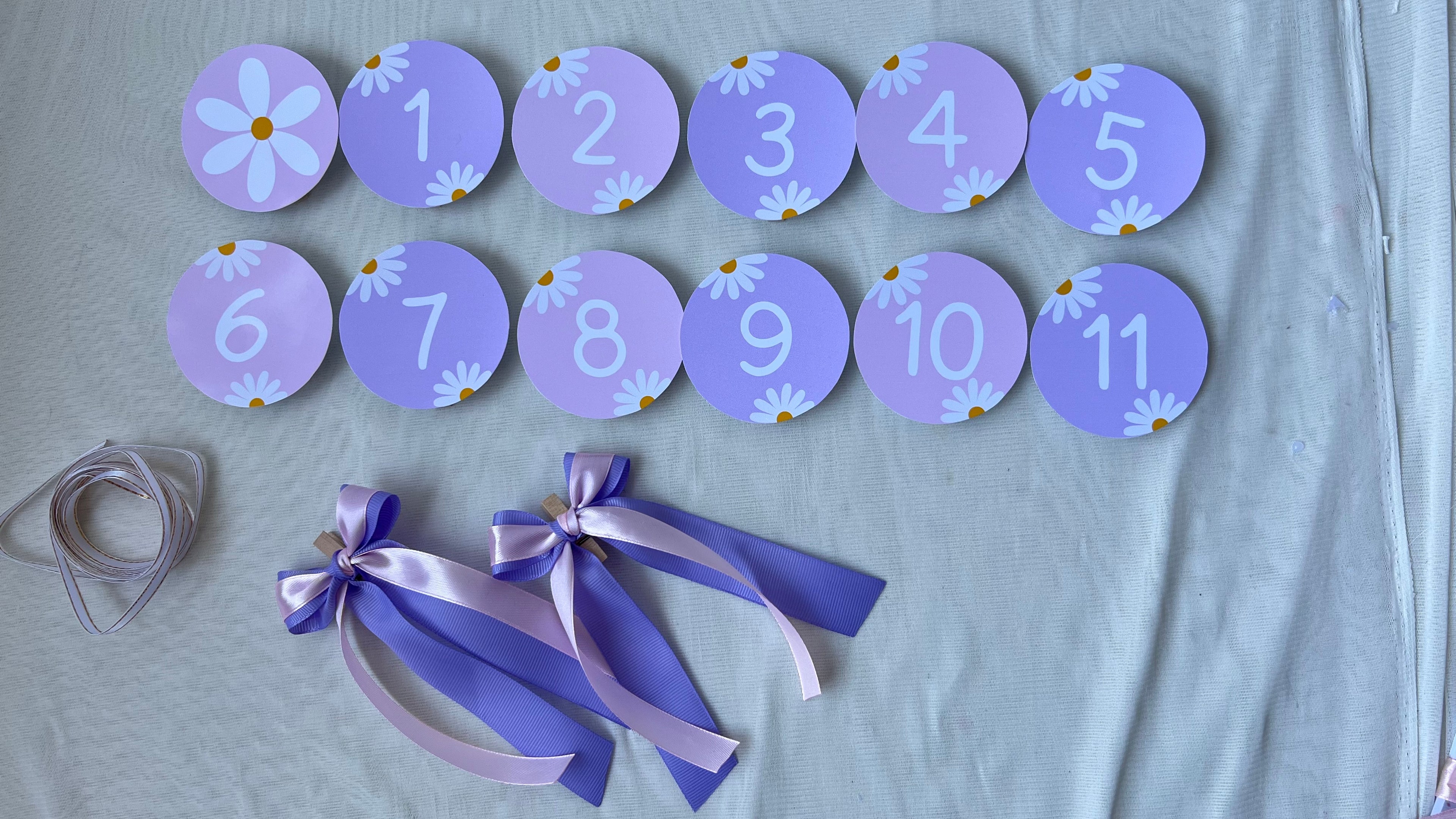 Guirnalda para fotos | Margaritas lila y rosado