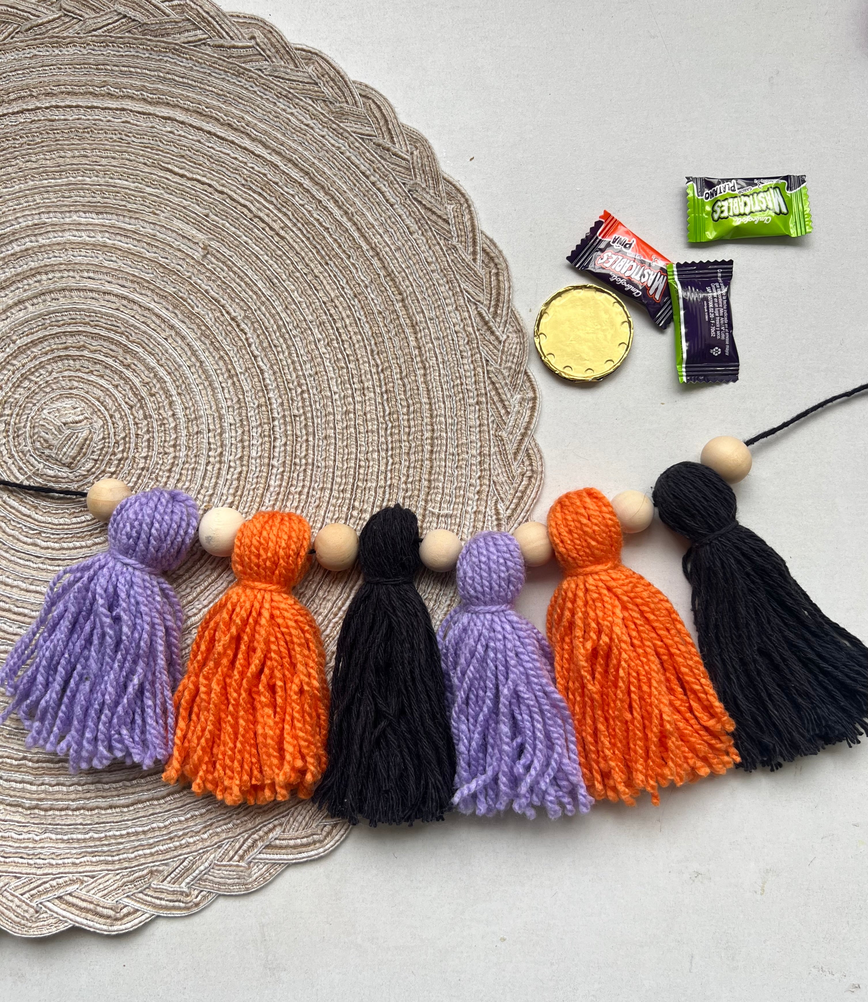 Mini guirnalda pompones Halloween