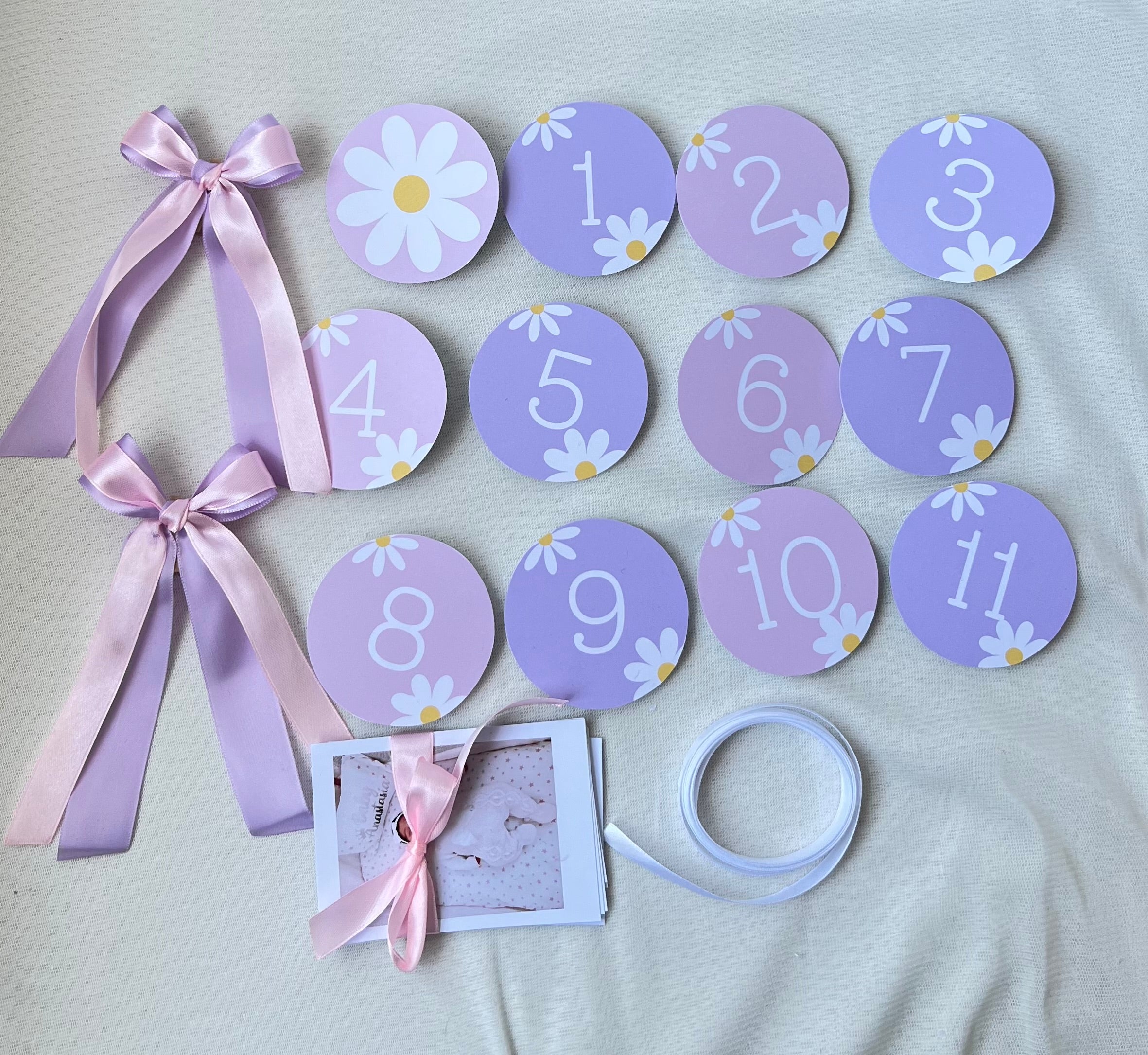 Guirnalda para fotos | Margaritas lila y rosado