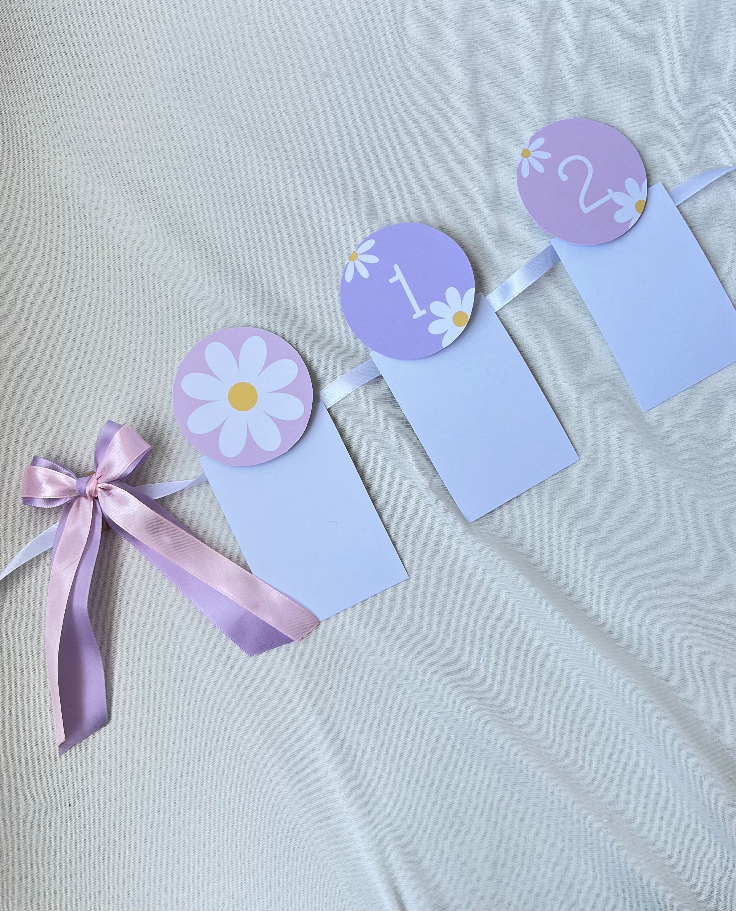 Guirnalda para fotos | Margaritas lila y rosado